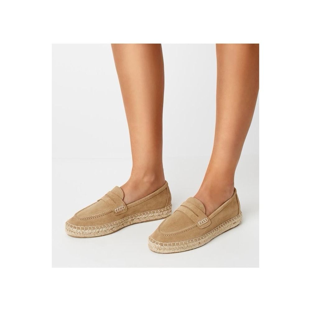 La Canadienne Cash City Dry Waterproof Espadrille Loafers Flats Sand Suede US 7